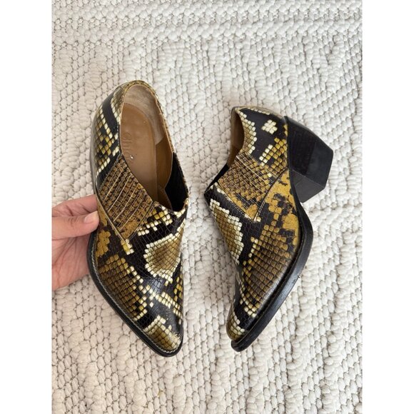 Chloé Rylee Snakeskin Embossed Leather Ankle Bootie Leather Block Heel Size 36 - Picture 1 of 10